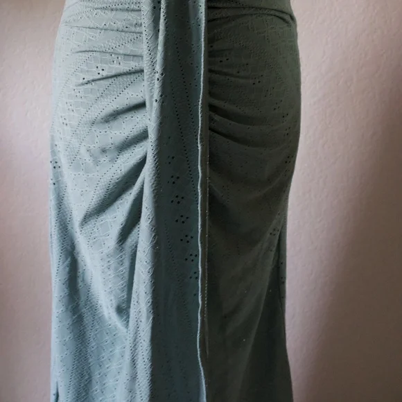 Chic Me Strapless Eyelet Maxi Dress | Sage Green | Size Medium - Picture 4 of 5